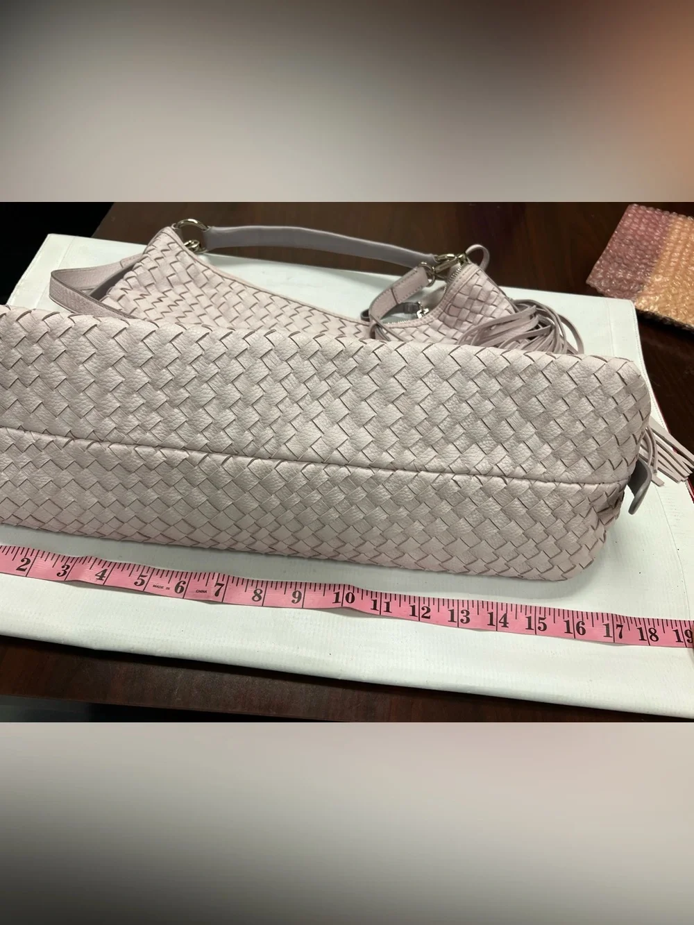 Anthropologie Morgan Woven Hobo Bag in Pale Lavender Braided Boho